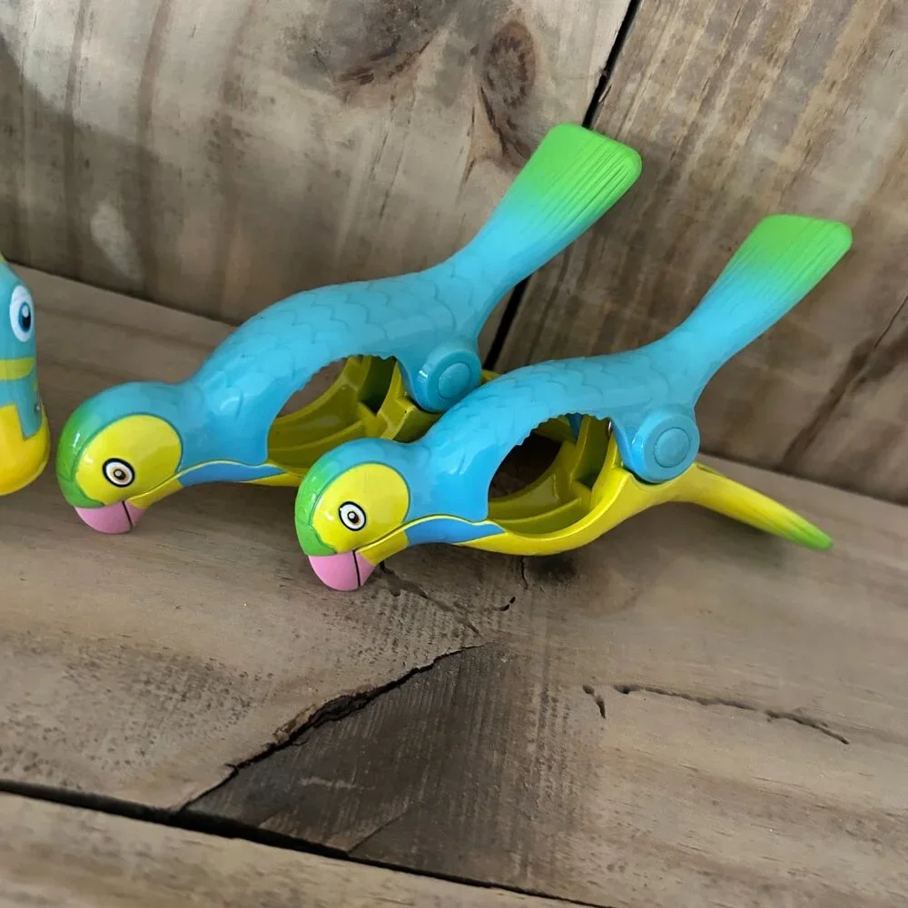 Toucans & Fish Beach Towel Clips for Beach Chairs, Lounge Chairs, Drying Racks